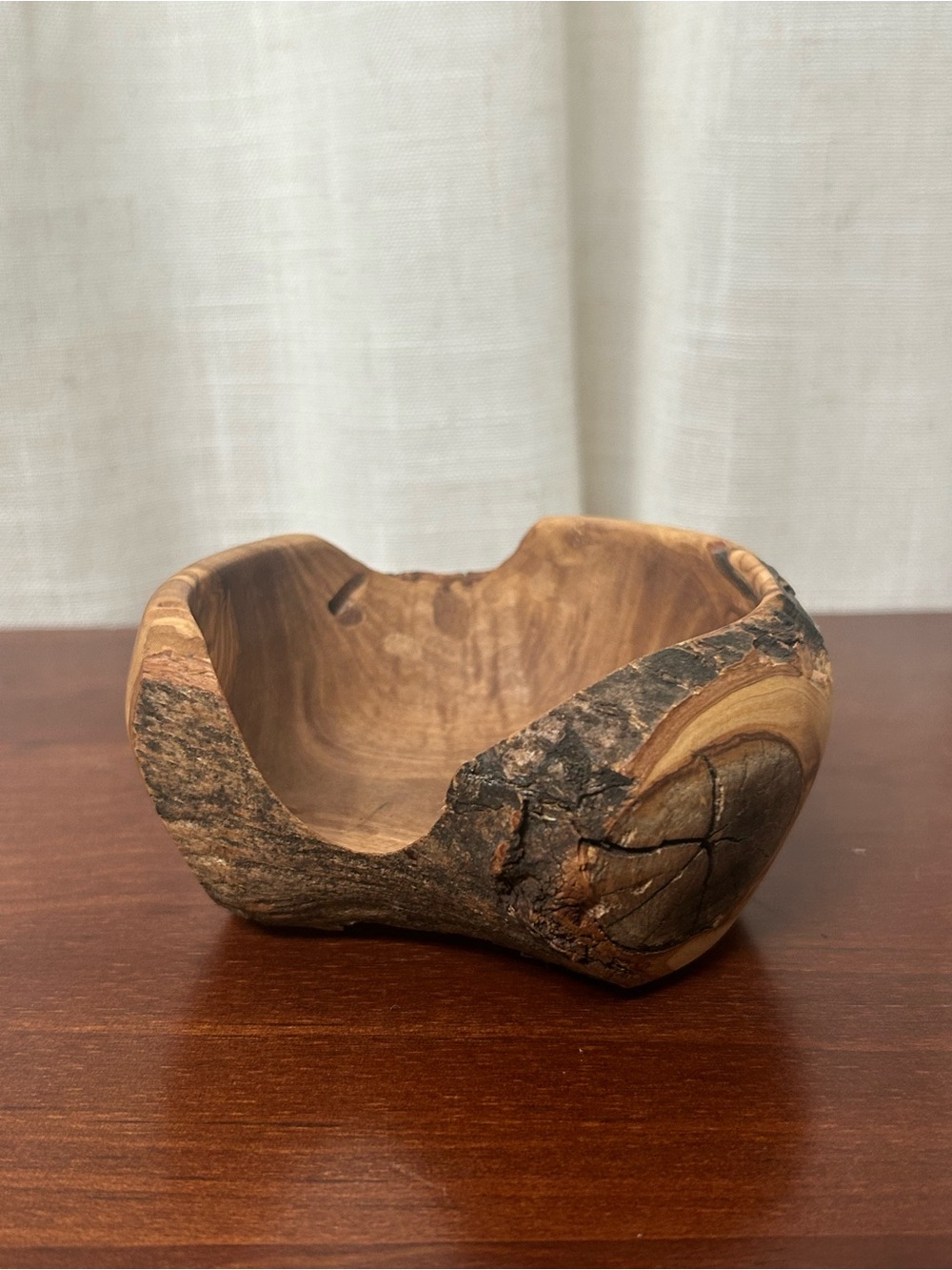 Wood Jewelry Dish, Handcrafted Olive Wood Catchall Bowl, Natural Home Decor